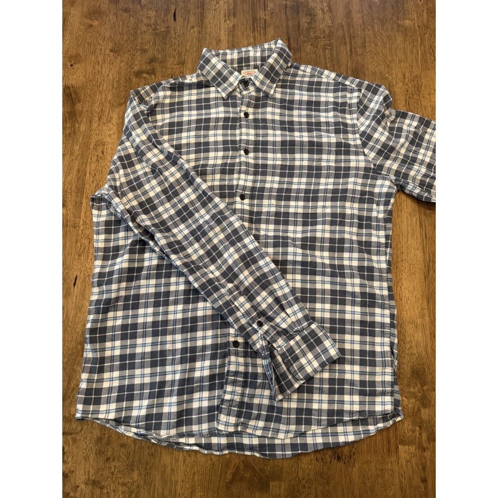 Faherty Men's Long Sleeve Black Plaid Supima Button Shirt Size L Lightweight